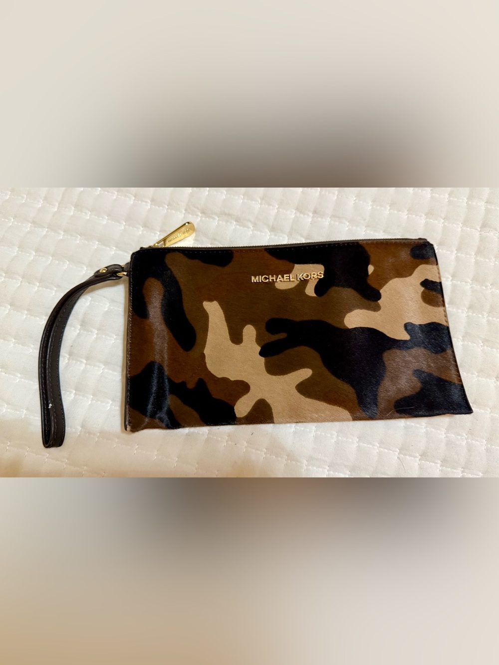 Michael Kors Bedford Camouflage Clutch- Brown & Black